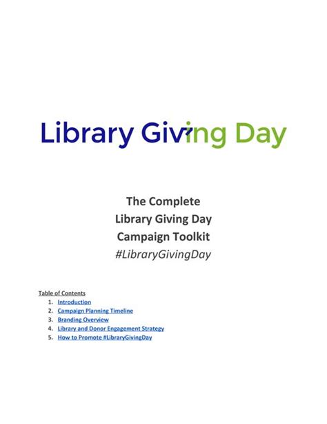 The Complete Library Giving Day Campaign Toolkit .